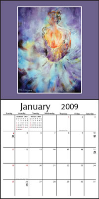 Ballet & Dance Calendar - January page of Calandar of Paintings by Woking Surrey UK Artist Sera Knight