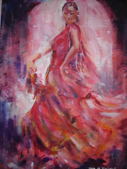 Flamenco Dancing - Flamenco Dancer - Painting by Artist from Woking Surrey England near Kingston upon Thames